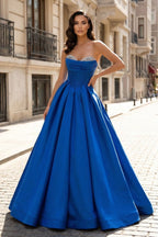 Theodosia Moon Royal Blue front view prom dress