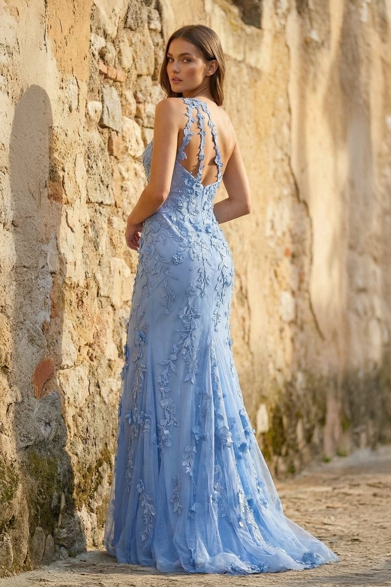 Josette Blue Royal Blue back view prom dress