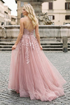 Vasilisa Blush Pink back view prom dress