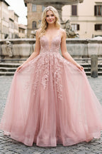 Vasilisa Blush Pink front view prom dress