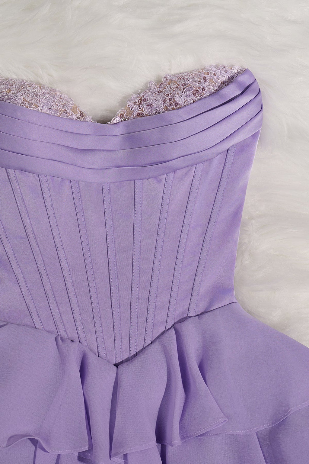 Blush A-Line Sweetheart Corset Ruffle Homecoming Dresses With Applique