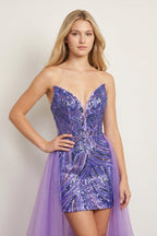 Ghislaine Lilac side view homecoming dress