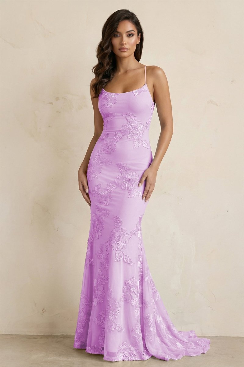 Sky Blue Spaghetti Straps Mermaid Tulle Long Formal Prom Gown With Appliques