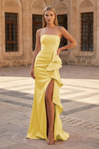 Clarisse Nell Yellow front view prom dress