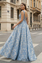 Gisella Rowan Royal Blue back view prom dress
