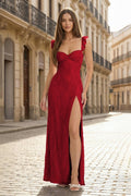 Tabitha Vale Burgundy front view prom dress