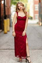 Valentina burgundy side view prom dress