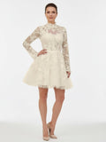 Diamond White Lace A-Line Wedding Dress with Floor Length