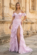 Petronella pink front view prom dress