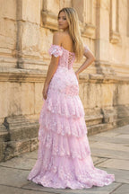 Petronella pink back view prom dress