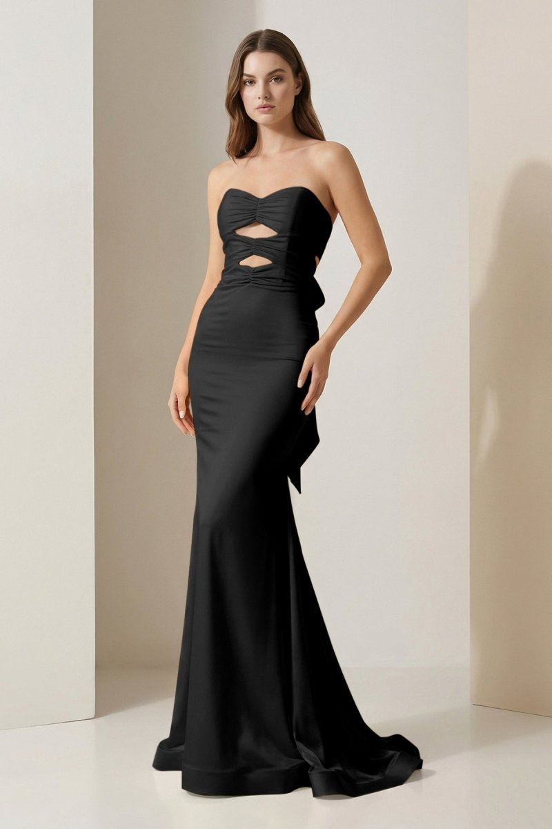 Delphine Tess Black front view prom dress