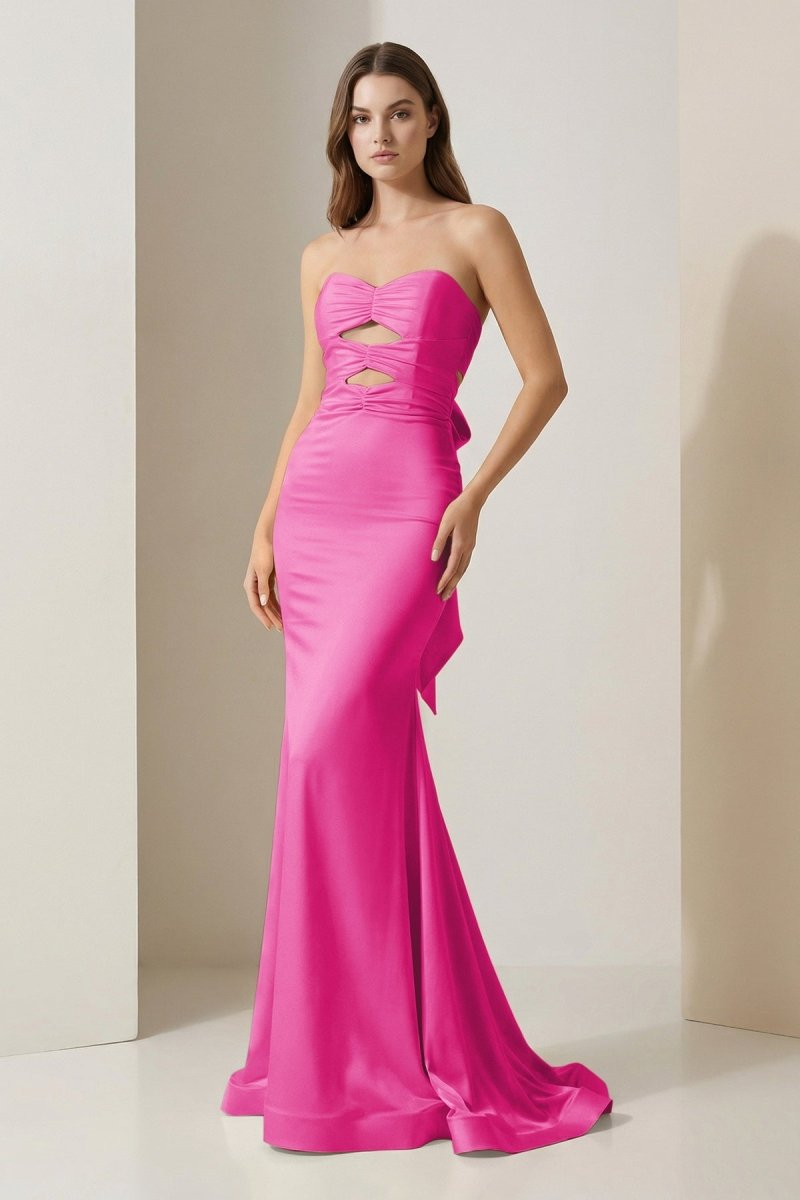 Delphine Tess Fuchsia front view prom dress