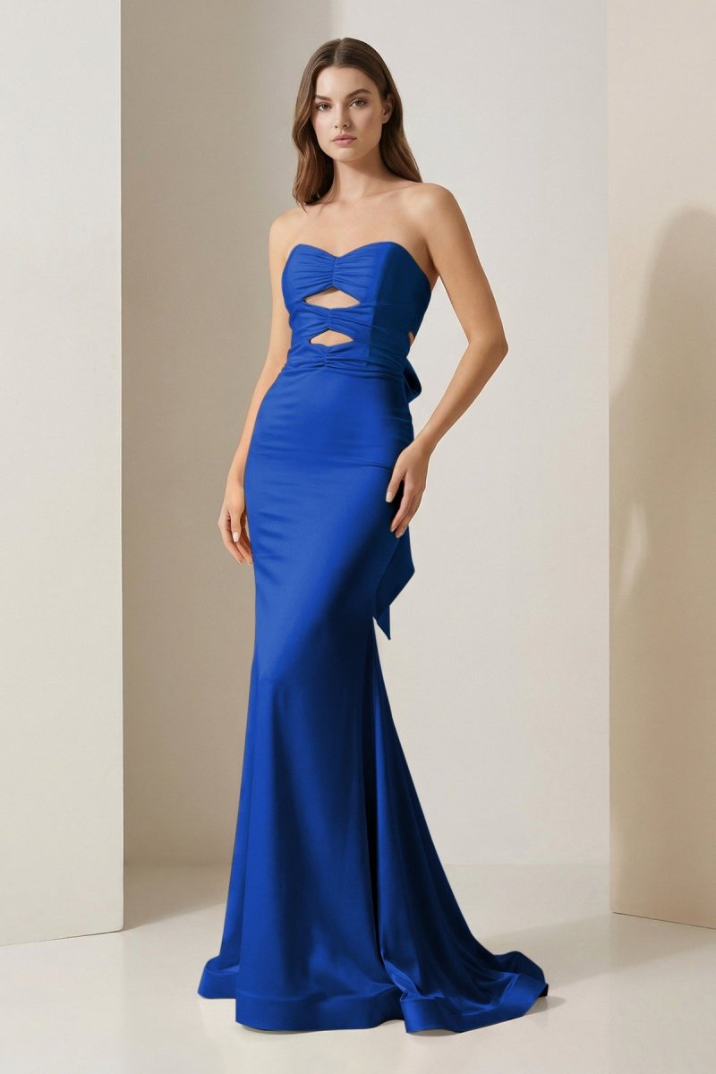Delphine Tess Royal Blue front view prom dress