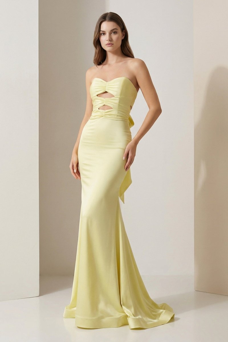 Delphine Tess Yellow front view prom dress