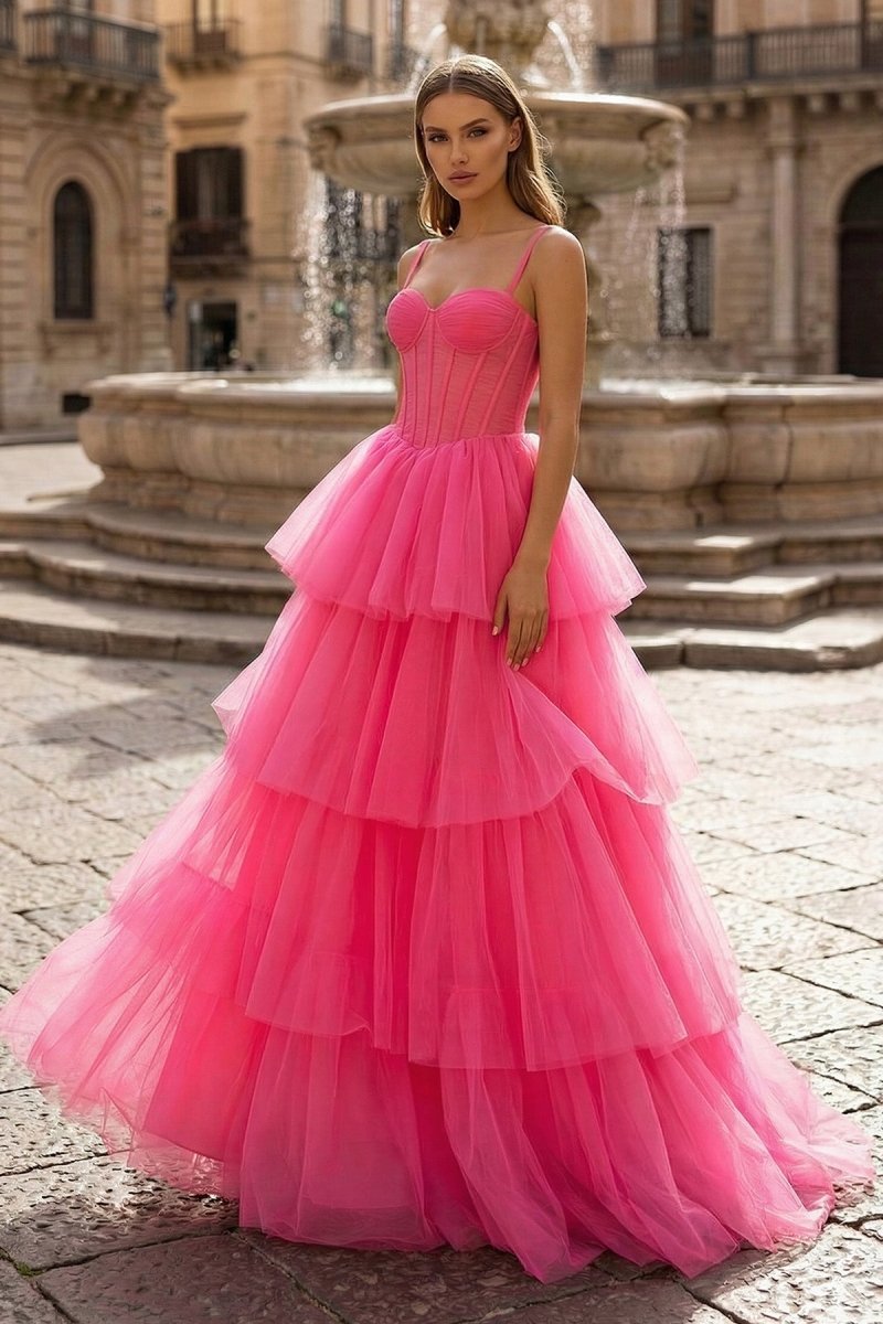 Aderyn Vale Hot Pink front view prom dress