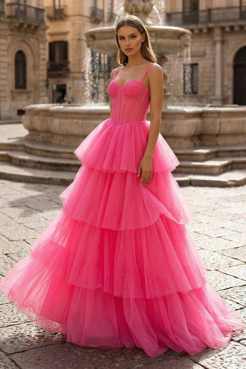 Aderyn Vale Hot Pink front view prom dress