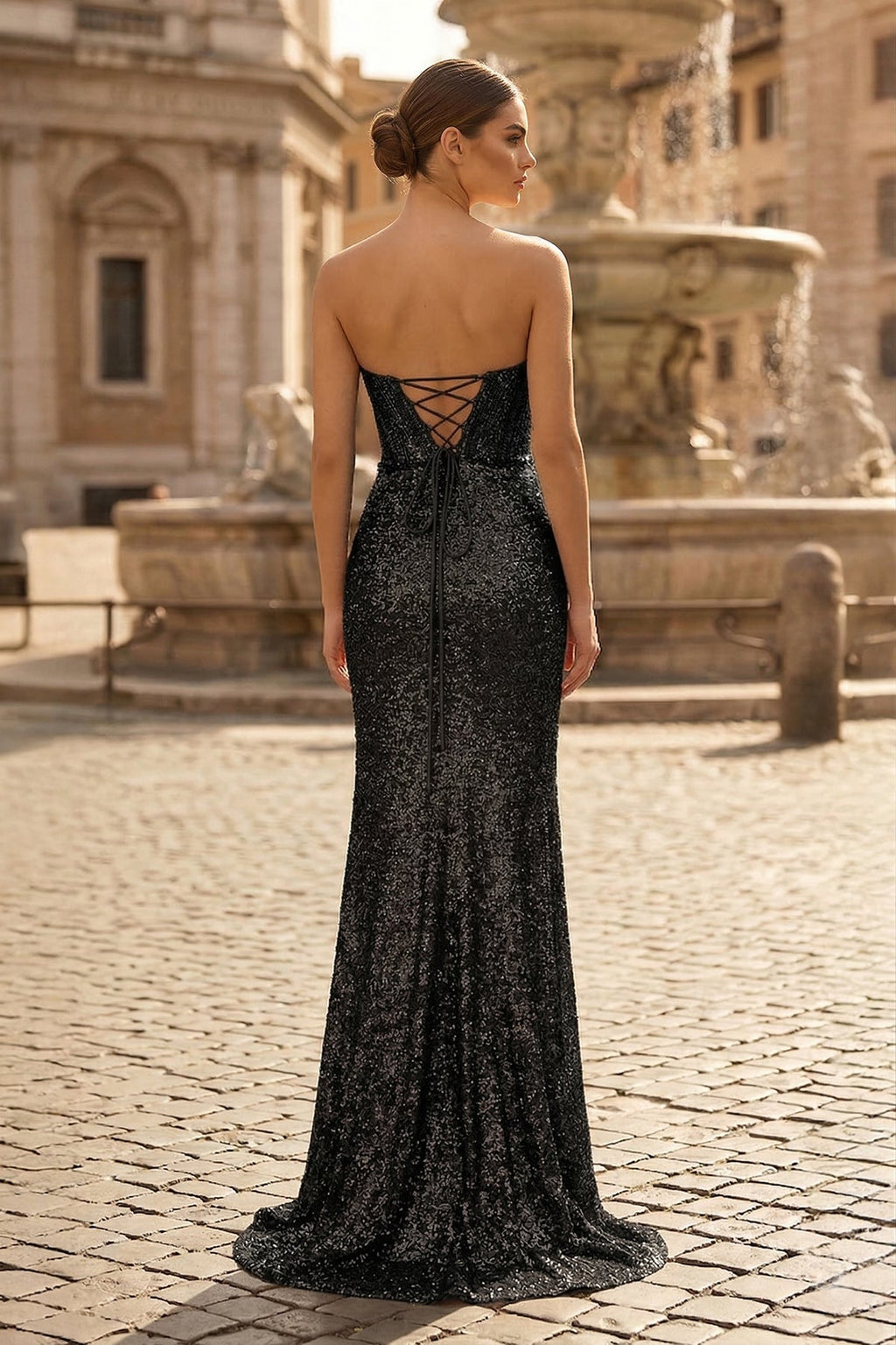 Gold Lace Mermaid Evening Dress with Sweetheart Neckline and Beading