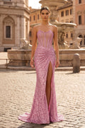 Celestine Pink front view evening dress