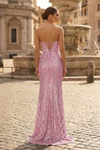 Gold Lace Mermaid Evening Dress with Sweetheart Neckline and Beading