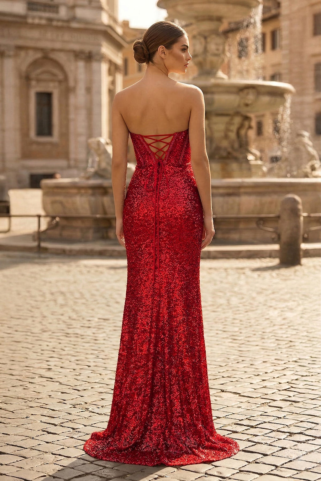 Gold Lace Mermaid Evening Dress with Sweetheart Neckline and Beading