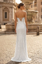Gold Lace Mermaid Evening Dress with Sweetheart Neckline and Beading
