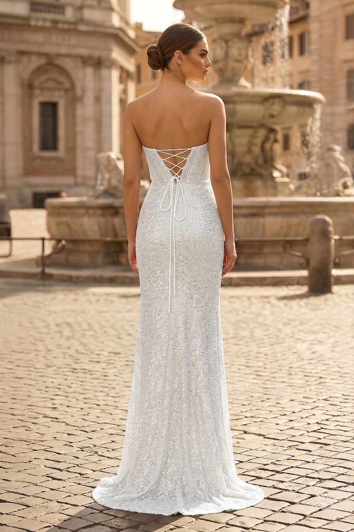 Gold Lace Mermaid Evening Dress with Sweetheart Neckline and Beading