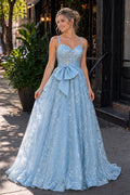 Aurelia Hope Sky Blue front view prom dress