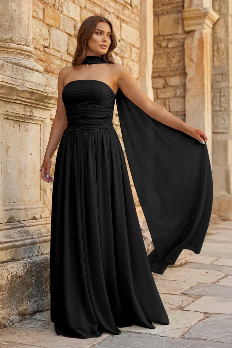 Xanthea Black front view prom dress