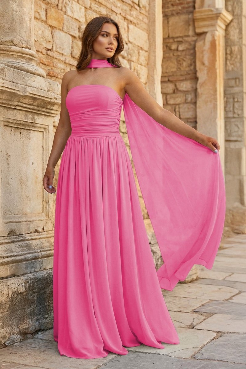 Xanthea Hot Pink front view prom dress