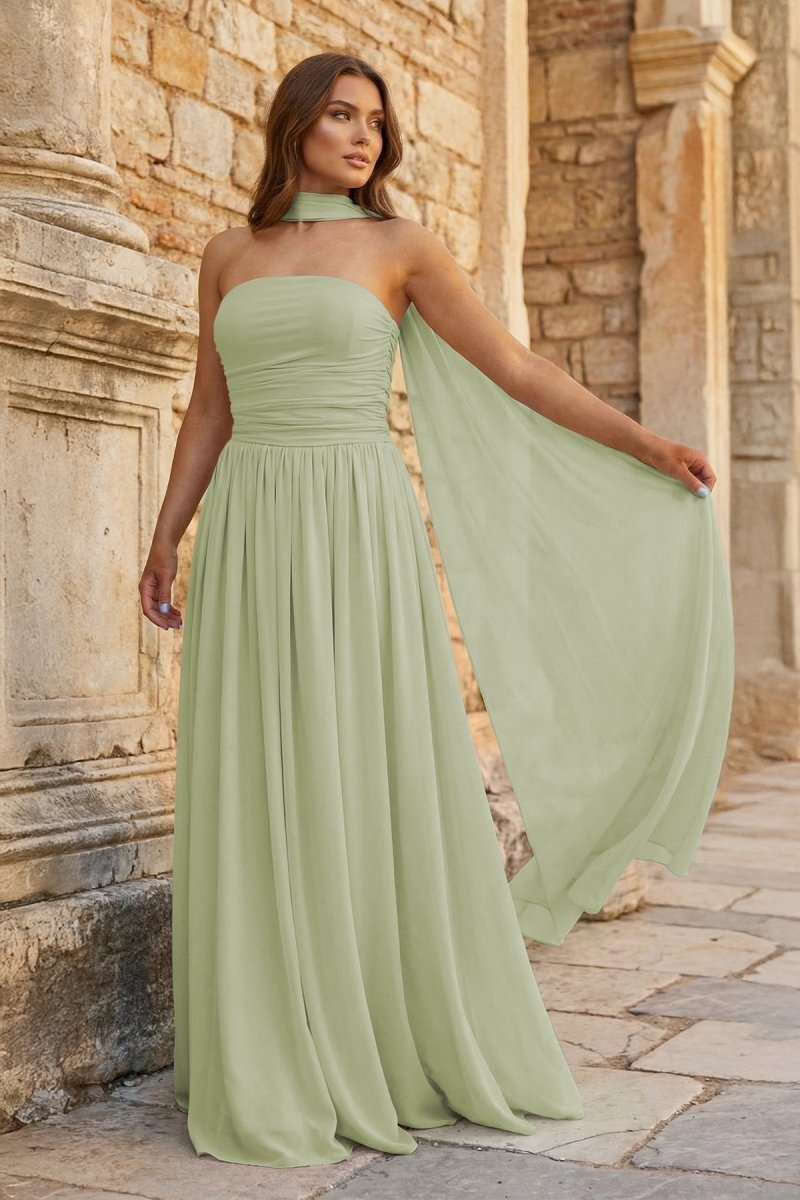 Xanthea Sage Green front view prom dress