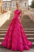 Hannelore Blue Fuchsia front view prom dress