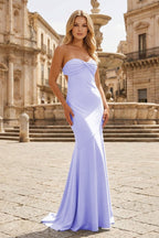 Sky Blue Mermaid Sweetheart Spandex Long Formal Prom Gown with Pleates