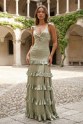 Giselle Dawn Sage Green front view prom dress