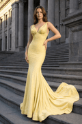 Eudora Yellow side view evening dress