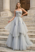 Zinnia Silver front view prom dress