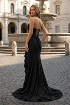 Tivona black back view prom dress