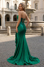 Tivona green back view prom dress