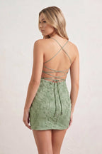 Sheath Spaghetti Straps Lace Short Homecoming Dresses