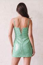 Ilaria Mint Green back view homecoming dress