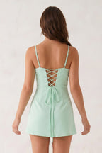Mint Green Spaghetti Straps Sheath Satin Mini Homecoming Dress