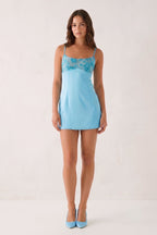 Mint Green Spaghetti Straps Sheath Satin Mini Homecoming Dress