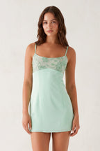 Mint Green Spaghetti Straps Sheath Satin Mini Homecoming Dress