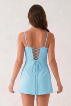 Mint Green Spaghetti Straps Sheath Satin Mini Homecoming Dress