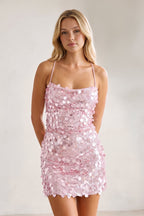 Delphine Pink front view homecoming dress