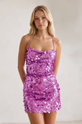 Delphine Purple front view homecoming dress