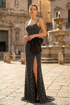 Yvette Black front view prom dress