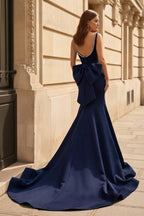 Yseult Navy Blue back view evening dress
