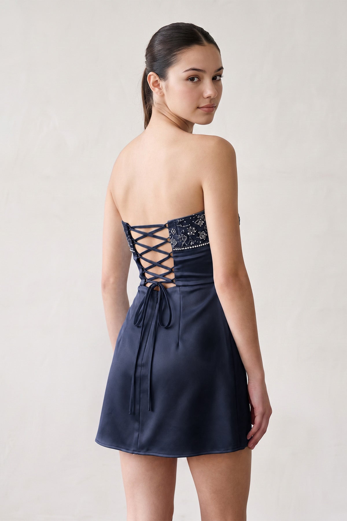 Serena Navy Blue detail 1 homecoming dress