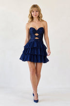 Galienne Navy Blue side view homecoming dress