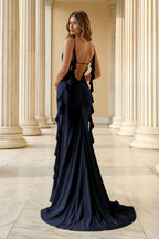 Wilhelmina Reese Navy Blue back view prom dress